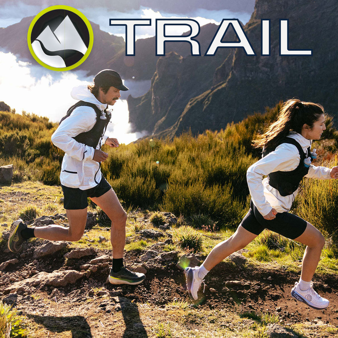Decorative category cube for the Trail running Collection for Topo Athletic
